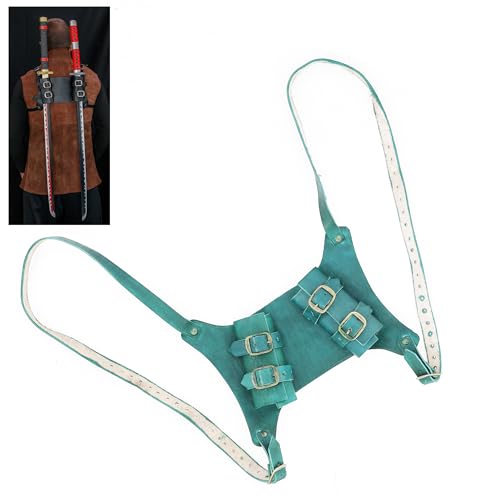 Armory ReplicasTM Genuine Leather Twin Sword Shoulder Belt Adjustable, Durable 9oz Leather with Twin Sword Frogs for Secure Carrying