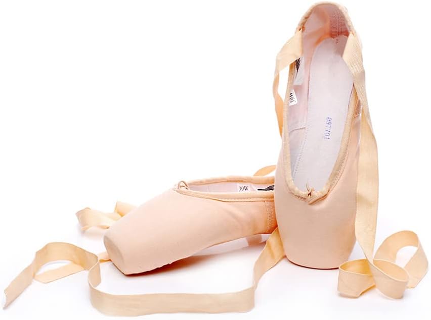 BININBOX Girl's Canvas Ballet Dance Toe Shoes Professional Satin Pointe Shoes