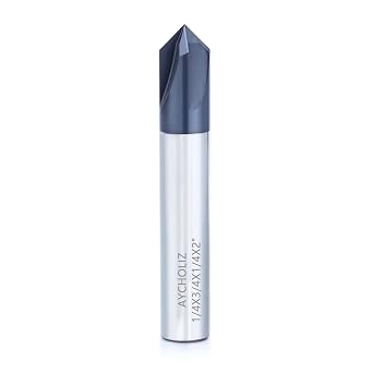 Carbide Chamfer End Mill 90 Degree 1/4" Shank Dia - V Groove, AlTiN Coated 4 Flute - for Alloy Steels,Hardened Steels