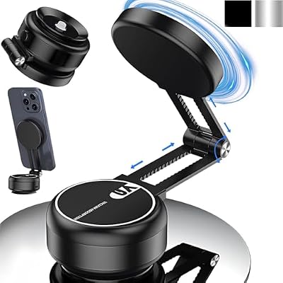 Electric Vacuum Magnetic Car Phone Mount,Vacuum Suction Car Phone Holder Hands-Free,Adjustable Foldable Magnetic Suction Cup Phone Mount,Strong Magnetic Car Mount for Smooth SurfaceNew-Black
