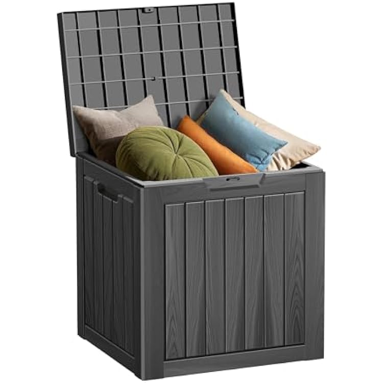 Outdoor Storage Box 30GAL Waterproof Resin Deck Box,UV-Resistant Lockable Package Delivery Bin for Garden Tools,Patio Outside Cushions,Pool Accessories Supplies,Chest,Furniture,Black