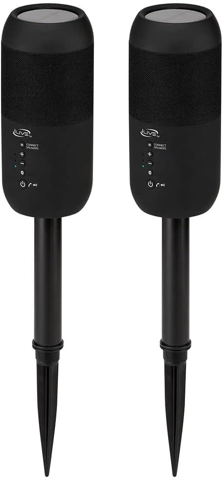 iLive ISBW240BDL ISBW240BDL Bluetooth Indoor and Outdoor Waterproof Speakers with Removable Stakes, 2 Count, Black