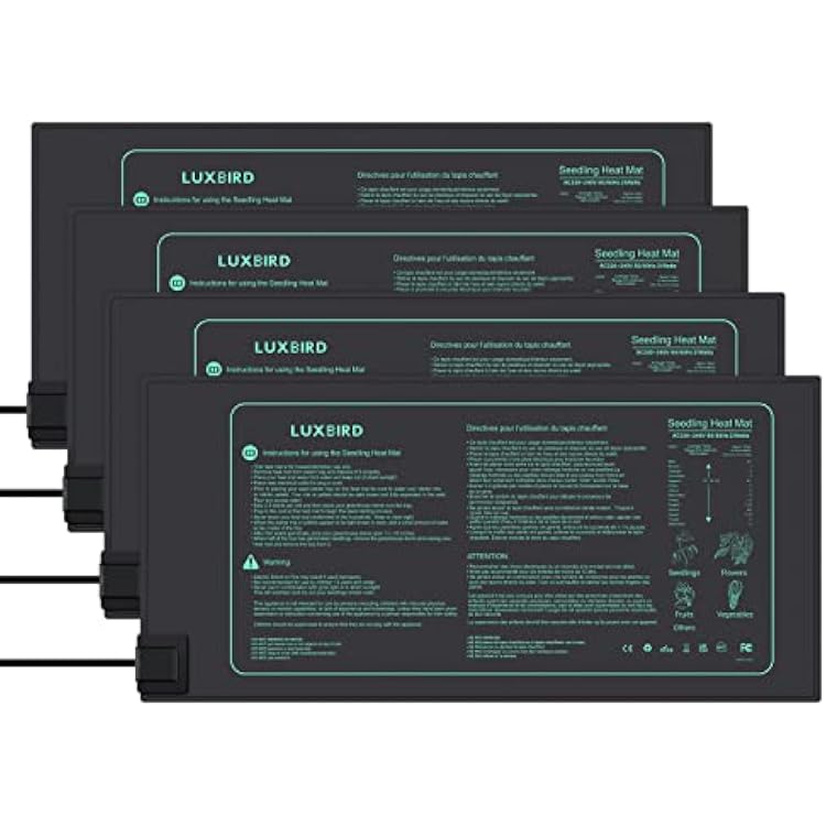 LUXBIRD 4 Pack Seedling Heating Mat 10x 20.75 Warm Hydroponic Heating Pad for Indoor Plants Germination MET Standard