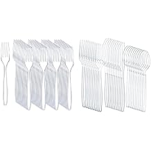 Liacere 360PCS Clear Plastic Forks and 360PCS Silverware