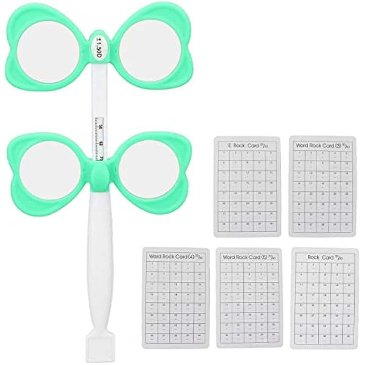 Green Optometry Plastic Flip Lens, Optical Flipper with 5 Vision Test Cards for Near Vision Amblyopia Confirmation Test200 2040
