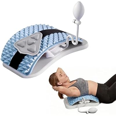 UJoowalk Back Stretcher for Lower Back Relief, Air Adjustable Lumbar Support Board with Extra-Wide Panel, 98 Massage Nodes, Spine Stretching Device for Posture Support & Flexibility Blue
