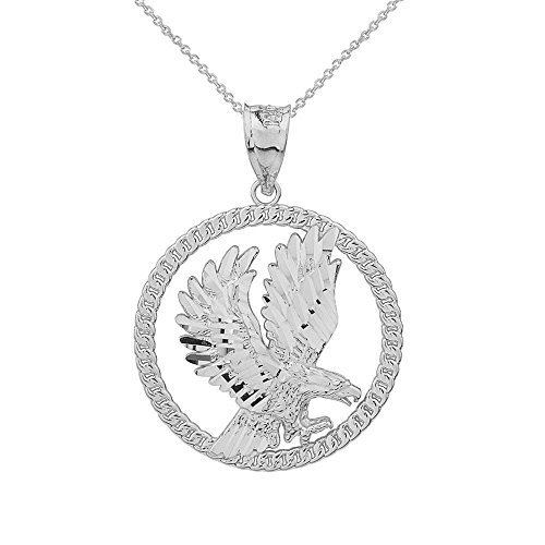 Animal Kingdom .925 Sterling Silver American Eagle 1 Round Frame Pendant - Choose Pendant Only or Necklace w 16-22 Chain