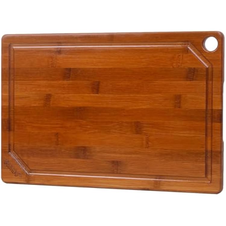 Bamboo Cutting Boards for Kitchen, Non Toxic Cheese Charcuterie Board with Deep Juice Grooves & Built-in Handles for Countertop, Ideal for Meat, Vegetables and Fruits 159.80.6