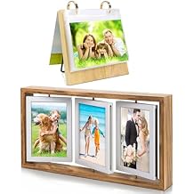 ZEEYUAN 4x6 Flip Photo Album with 60 Pockets, 4x6 Rotating Picture Frame for Desktop Display