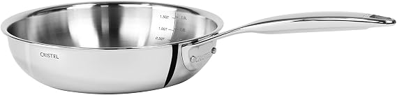 CRISTEL Castel'Pro Ultraply Collection Frying Pan, 9.5"" diameter, 5-Ply construction., PS24CPFN