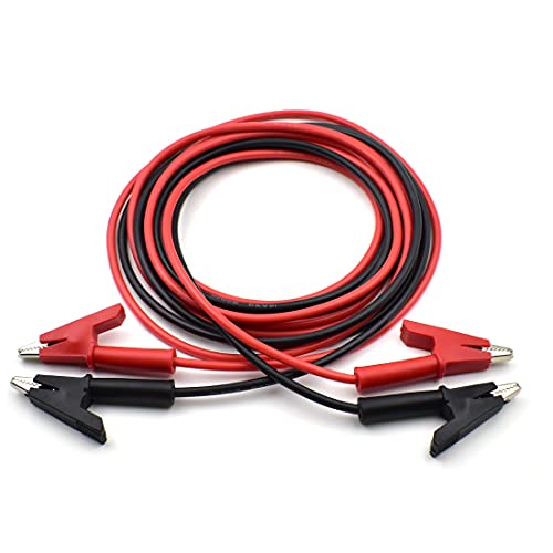 2PCS 14 AWG Alligator Clips Test Leads Dual Ended Crocodile Heavy Duty Flexible Copper Wire Cable with Insulators Test Clips for Electrical Testing 6.6ft  2m