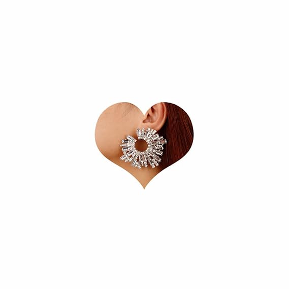 Silver Earrings for Women Statement Rhinestone Earrings Jewelry for Halloween Christmas Gift