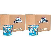 Kellogg's Rice Krispies Breakfast Cereal Cups, Kids Snacks, Cereal Cup to Go, Original, 15.6oz Case (12 Cups) 1.3 Ounce (Pack of 24)