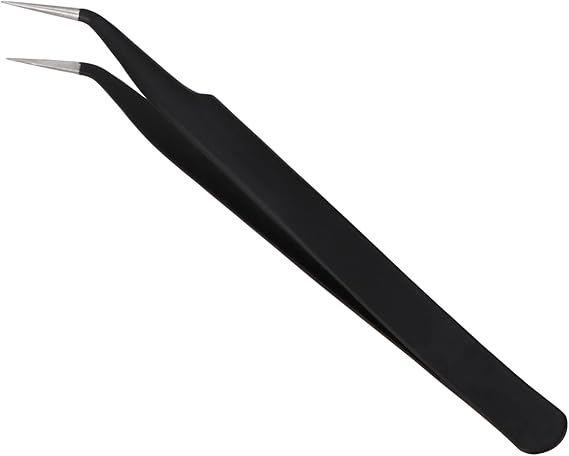 1pcs Fine Point Tweezers Splinter Tweezer Professional Precision Pointed Tweezer Sharp Precision Needle Nose Tip Anti-Static Stainless Steel Curved Tweezers