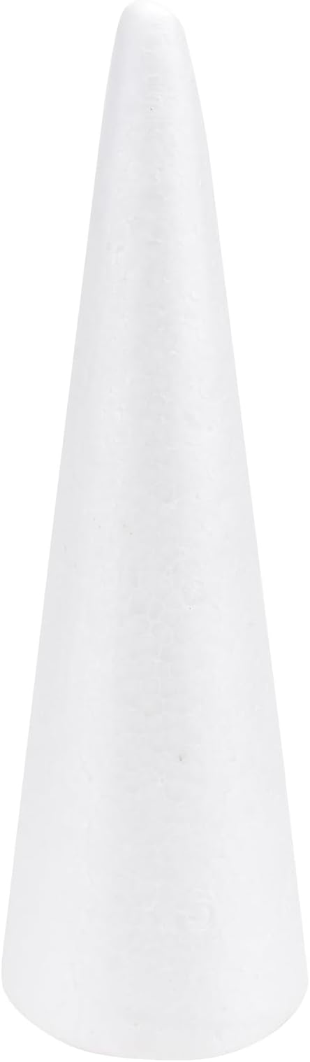 ERINGOGO 1Pc 11.8 Inch Craft Foam Tree Cones for DIY Arts and Crafts, White polystyrene Foam Cone, Polystyrene Foam Cones for Art Xmas Party Decor Christmas Tree