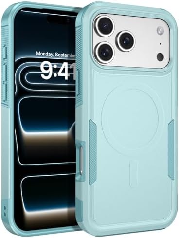 BENTOBEN Magnetic for iPhone 17 Pro Max Case 2025, [Compatible with Magsafe] 2 in 1 Dual Layer Heavy Duty Hybrid Hard PC Soft TPU Bumper Shockproof Protective Cover for iPhone 17 Pro Max, Mint Green