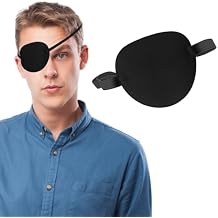 2 Pcs Single Eye Patch, Adjustable Eye Patch for Amblyopia, Lazy Eye, Left or Right Eye, Comfortable Eye Cover (Black)