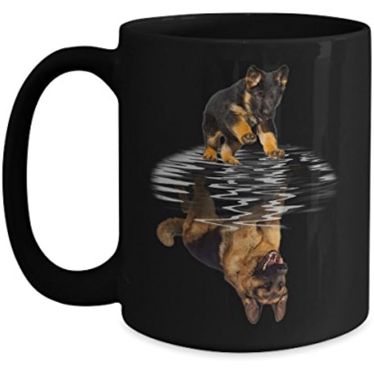 Dog Lover Mug - Best German Shepherd Reflection Dog Puppy Supplies Gift Coffee Mug - Tea Cup Black Ceramic 15-oz cozy C-handle Mugs