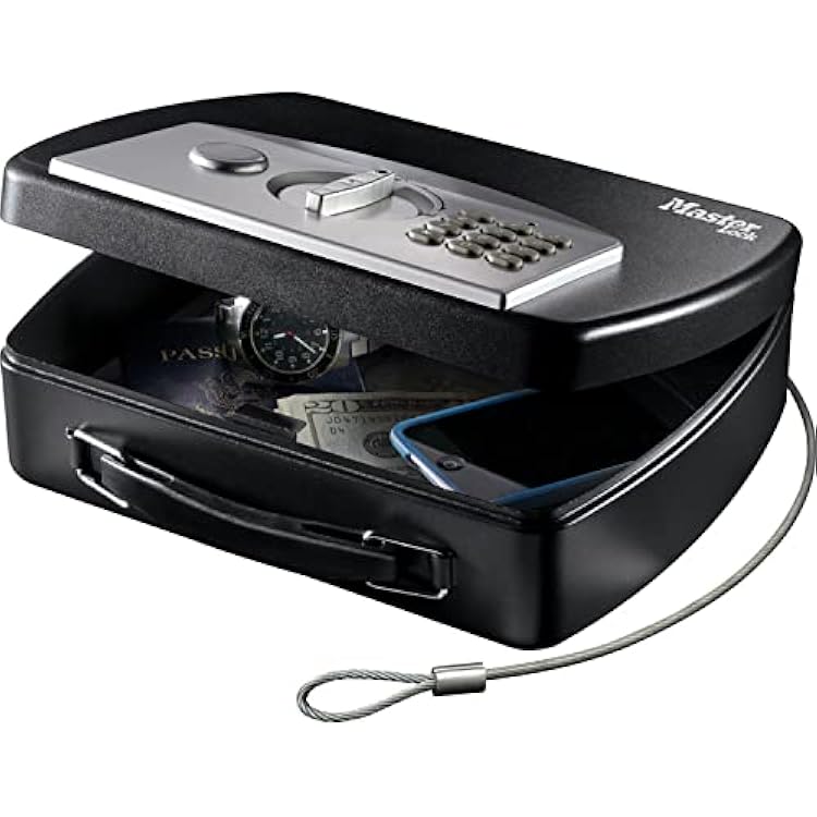 Master Lock P008EML Compact Portable Safe Combination with Cable, BlackGrey
