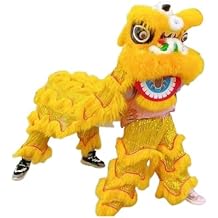 Double Lion Dance Mascot Costume Traditional Chinese Lion Dance Head with Tail and Pants for Boys Girls Party Performance