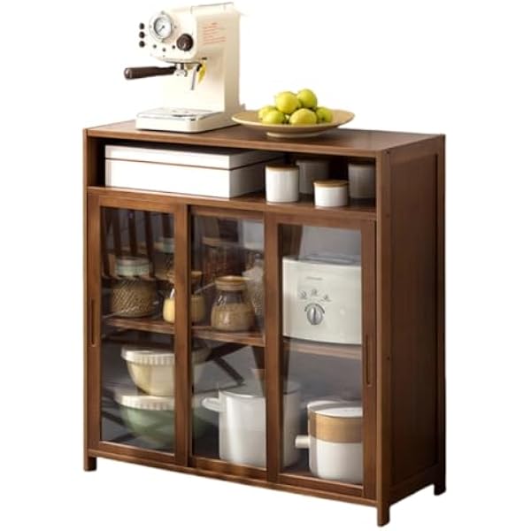 Large Capacity, Dustproof Sideboard, Cupboard, Storage Cabinet, Kitchen Cabinet, Multi-layer Storage, Transparent Sliding Door, Strong Load Capacity, Simple Design, Wall Mounted, Home