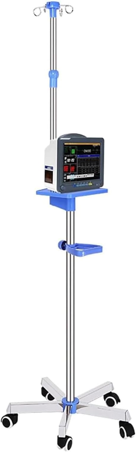 EYPKPL Stainless Steel Iv Pole Adjustable Height Infusion Pole with Wheels and Tray Iv Drip Stand for Hospital and Home Clinics