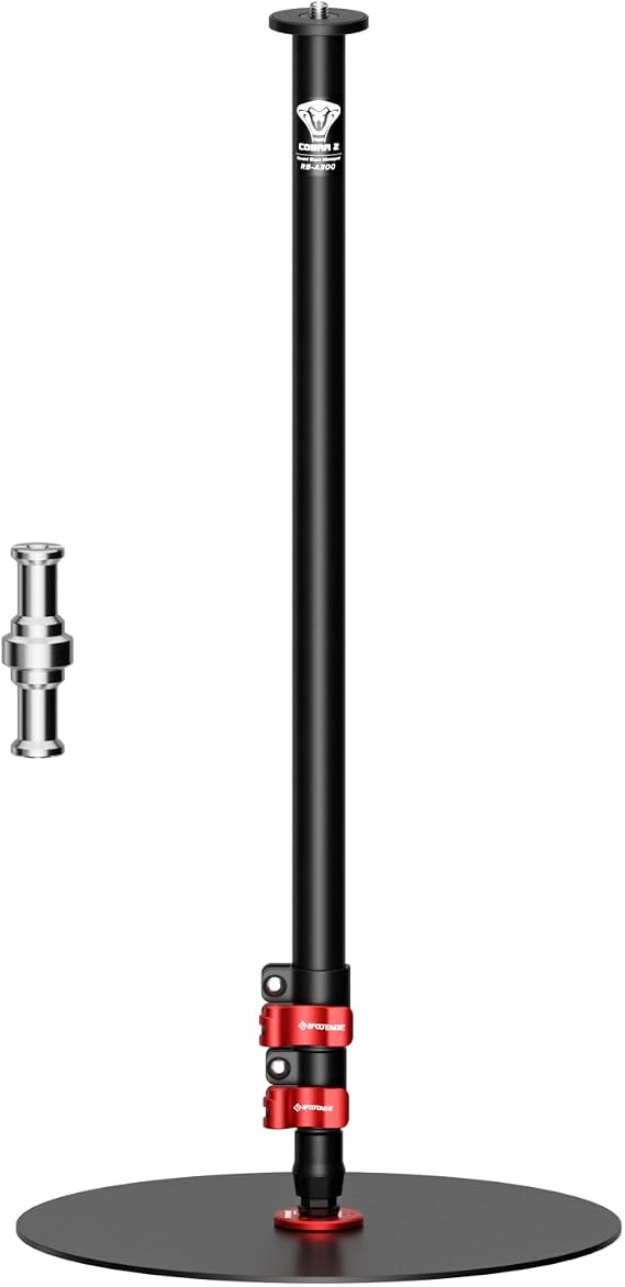 IFOOTAGE Round Base Monopod A300, 60" Light Stand Aluminum Camera Floor Stand Tripod Alternative with 1/4'' & 3/8'' Screw/Light Adapter for Camera, Tripod Head, RingLight, Webcam, Payload 22lb