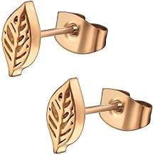 Stainless Steel Tiny Nature Leaf Stud Post Earrings