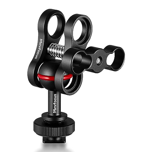 MINIFOCUS 1 Ball Clamp Mount with Cold Shoe Ball Mount Head Base Adapter Connector for Diving Light Arm Underwater Camera Waterproof Housings Case VideoFlashStrobe Hot Shoes