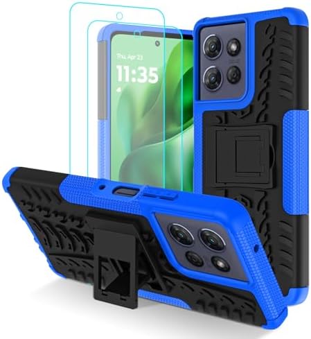 Case for Moto G Power 5G 2025/2026 with 2 Pack Screen Protector, Shockproof Non-Slip Robust Bumper Cover with Kickstand, Black