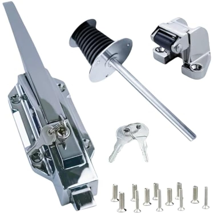 Walk in Cooler Door Closer Complete Latch Kit, Walk in Cooler Door Handle Radial Latch, Freezer Door Handle with Solid Metal Interior Release Handle Base Height 1.8inch