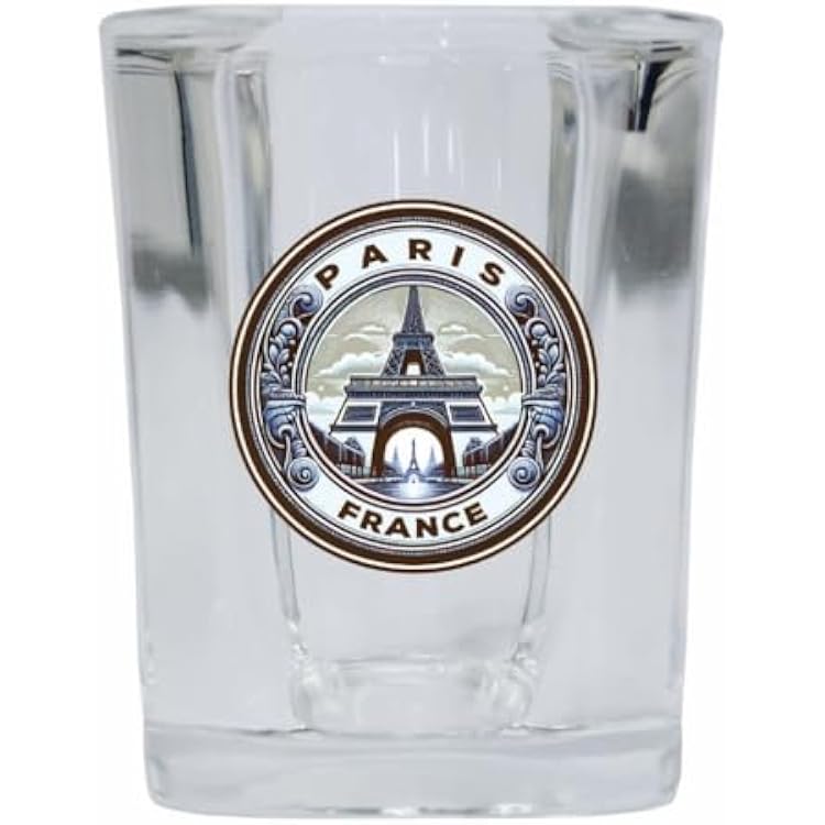 R and R Imports Paris France Souvenir 2 Ounce Shot Glass Square Single