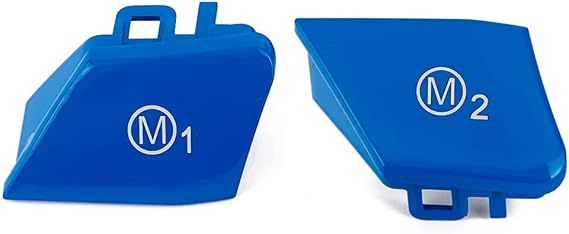 Blue Car Sports Steering Wheel Switch Button M1 M2 Model Replace Decal Cover Trim for M3 M4 M5 M6 X5M X6M F10 F15 F16 F30 F34 F36 BMW M3 M4 M5 M6 X5M X6M F80 F82 F83 F10 F15 F16 F21 F30 F36 F06 F12
