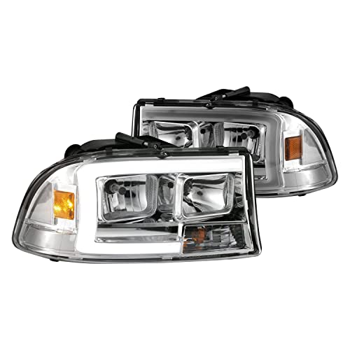 ANZO 97-04 Dodge DakotaDurango Crystal Headlight Set wLight Bar Chrome Housing