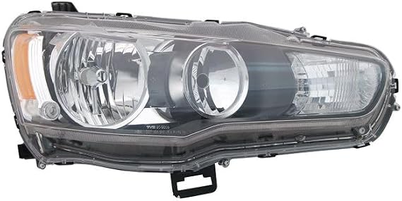 Headlight Right side headlamp passenger side headlight assembly projector front light car lamp car light compatible with Mitsubishi Lancer 2008 2009 2010- Black VP2282P