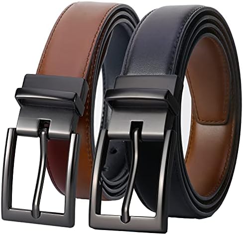 Lavemi Mens Belt Reversible 100% Italian Leather Dress Casual,One Reverse for 2 Colors,Trim to Fit