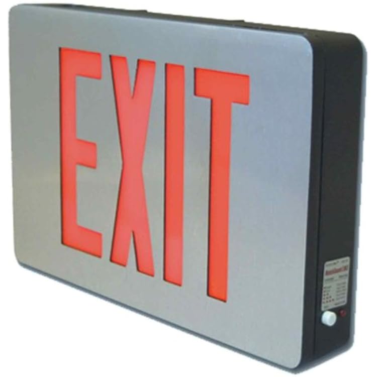 Sure-LItes CX61 LED Exit Sign, Brushed Aluminum Emergency Exit Sign with Field Selectable Red or Green Letters, Single Side, AC Only, 120-277V