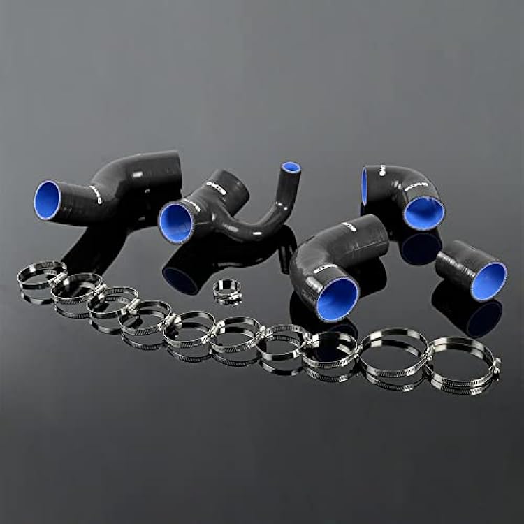 G-PLUS Silicone Boost Turbo Hose Kit Clamps Compatible With Volvo 850 T-5T-5R S70V70 T5 2.3L Black