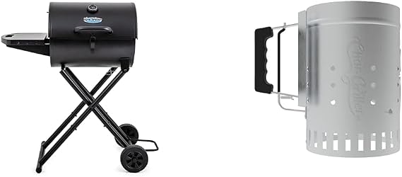 Char-Griller E1816 King-Griller 320 Sq. In. Portable Charcoal Grill Bundle with 12-Inch Char-Griller Chimney Starter