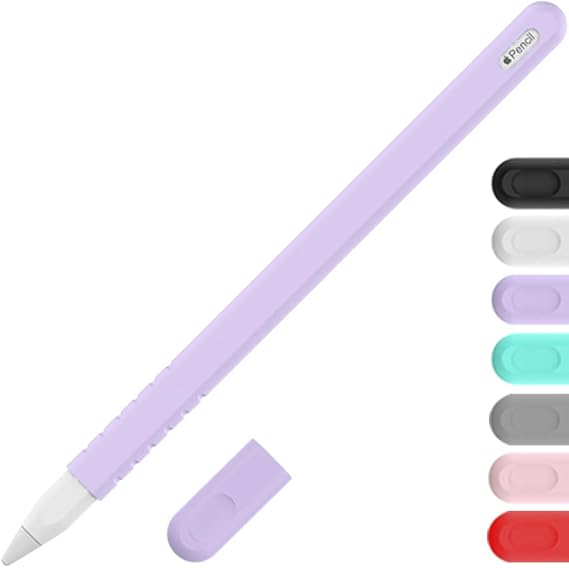 Sleeve Cover Compatible with Apple Pencil Pro/ 2nd Generation, Grip Skin Case Accessories Compatible with iPad Pencil 2 Gen with Nib Cap (Purple)