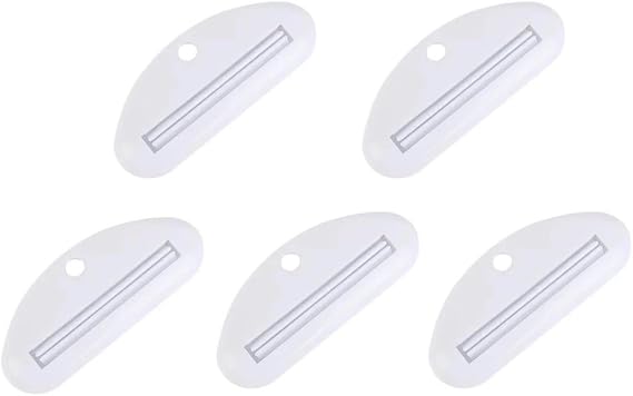 5Pcs White Toothpaste Squeezer,Plastic Toothpaste Tube Squeezer Dispenser,Toothpaste Clips for Saving Toothpaste,Simple and Practical, Kid Friendly,Bathroom Safety, Aids and Accessories,Tube Squeezers