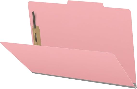 Heavy Duty Top Tab Color Folders, 18 pt, Legal Size, 2? Expansion, Fasteners Pos #1 and #3, Pink (Box of 25)