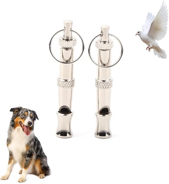HEEPDD 2 Pack Dog Whistle to Stop Barking, Adjustable Ultrasonic Silent Training Whistle for Recall & Obedience, 304 Stainless Steel Professional Dog Whistle with Lanyard for All Breeds