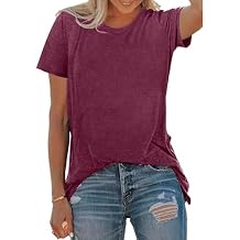 BLACKOO Women's Basic Crewneck Tee Solid Color T Shirts Short Sleeve Summer Tops