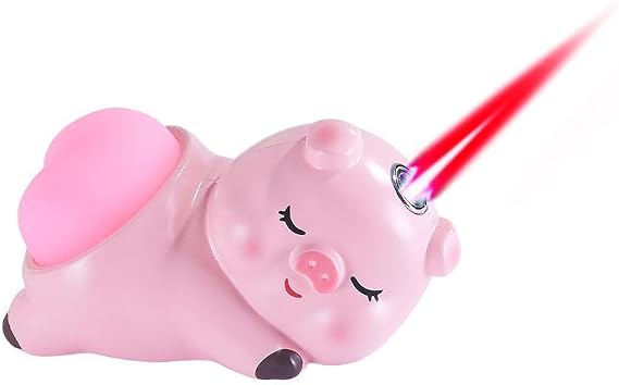 Pink Pig Butane Torch Lighter Adjustable Flame Refillable Windproof Cool Lighter for Outdoor, Indoor, Great Gifts for Men Women (Without Gas)