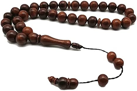 Natural Wood Cook Tasbih Man's Misbaha Prayer Beads 33 Beads 2 Size Rosary (10mm x 33beads)