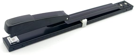 Long Reach Stapler, 25 Sheets Capacity Desktop Stapler with Long Arm, Adjustable Locking Paper Guide, No Jam, Home Office School Commercial Stapler Black