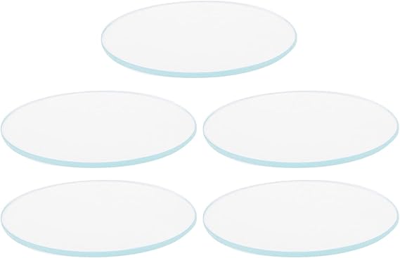 Pilipane Scratch Resistant Watch Glass Flat, 5PCS Round Flat Watch Crystal Lens Glass Replacement Parts, Watch Crystal Replacement for Watch Repair (39mm)