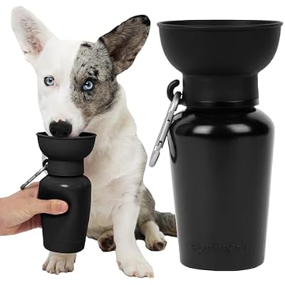 Springer Flip Dog Water Bottle | Portable Drinking Feeder with Foldable Food-Grade Silicone Bowl | One-Hand Squeeze & Leak-Proof | BPA-Free 20oz | Walking, Hiking & Camping | Puppy Essentials