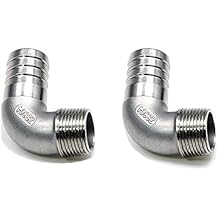 304 Stainless Steel Barbed Elbow Hose, 1" Barb Hose to 3/4" NPT Male 90 Degree Barbed Pipe Fitting for Home Brew Pack of 2